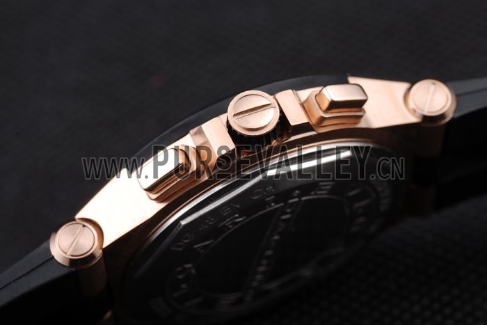 Bvlgari Diagono 40mm White Dial Gold Case With Diamonds Black Rubber Bracelet