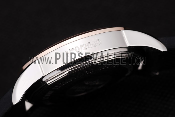 Breitling Transocean White Dial Black Rubber Strap Rose Gold Bezel