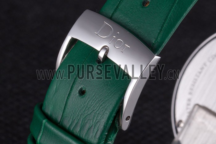 La D de Dior Green Leather Strap with White Dial 621507