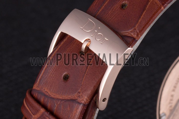 La D de Dior Brown Leather Strap with Brown Dial 621511