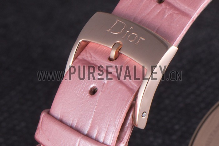 La D de Dior Pink Leather Strap with White Dial 621513