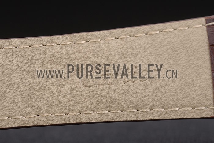 Cartier Tank Anglaise 36mm White Dial Gold Case Brown Leather Bracelet