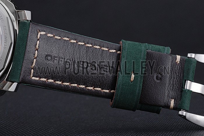 Panerai Luminor Marina Polished Stainless Steel Bezel Green Leather Bracelet 622310