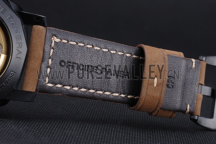 Panerai Luminor GMT Ion Plated Stainless Steel Bezel Khaki Leather Bracelet 622315