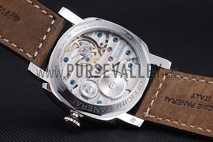 Panerai Luminor Marina Stainless Steel Bezel Khaki Leather Bracelet 622322