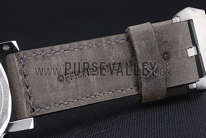 Panerai Luminor Stainless Steel Bezel Grey Leather Bracelet 622323