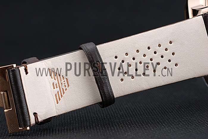 Emporio Armani Classic Chronograph Black Dial Rose Gold Case Black Leather Bracelet 622333