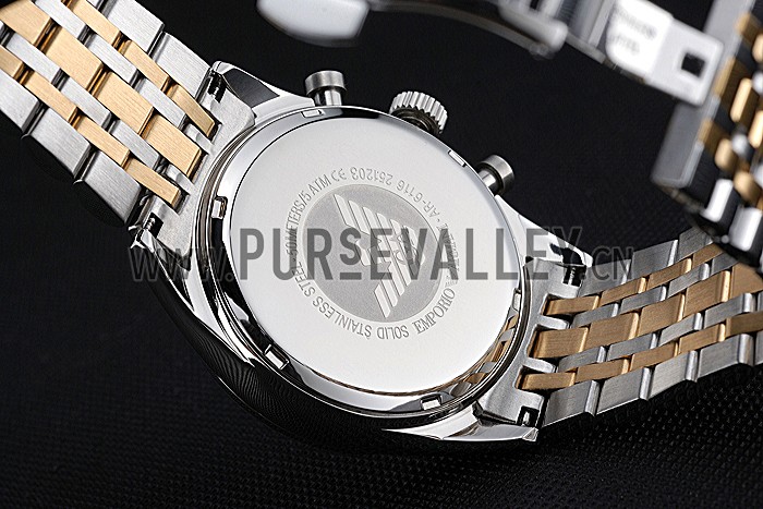 Emporio Armani Sportivo Chronograph Silver Dial Two Tone Stainless Steel Bracelet 622350