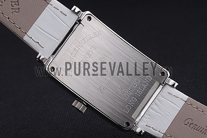 Franck Muller Long Island Classic White Dial Diamonds Case White Leather Band 622368