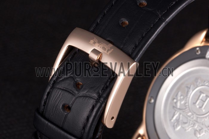 Hermes Classic Croco Leather Strap Navy Dial 801404