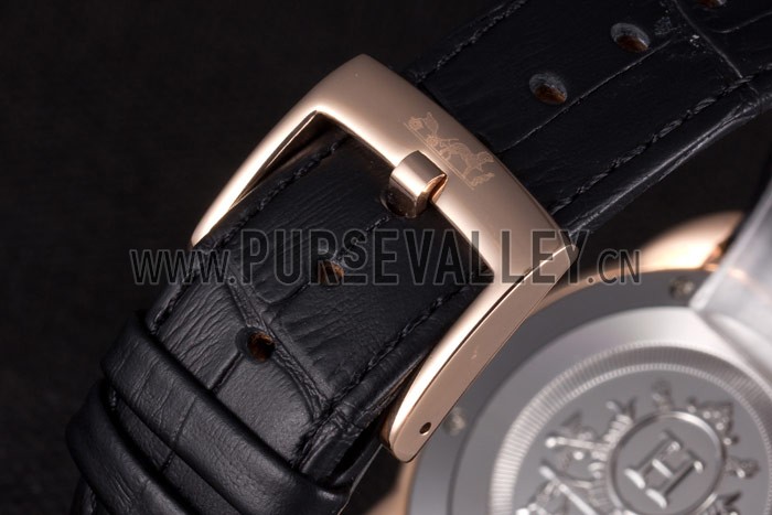 Hermes Classic Croco Leather Strap Black Dial 801405