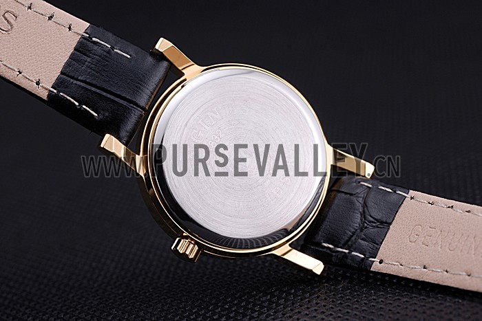 Longines La Grande Classique White Round Dial Gold Case Black Leather Band Small 622383