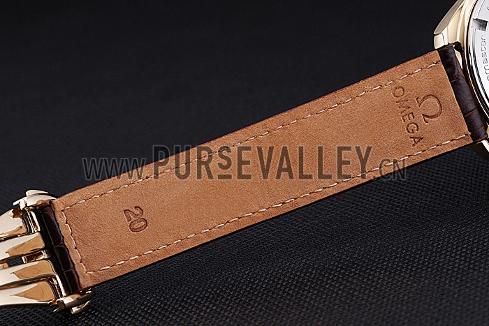 Omega Seamaster Planet Ocean GMT White Dial Gold Case Brown Leather Band 622399