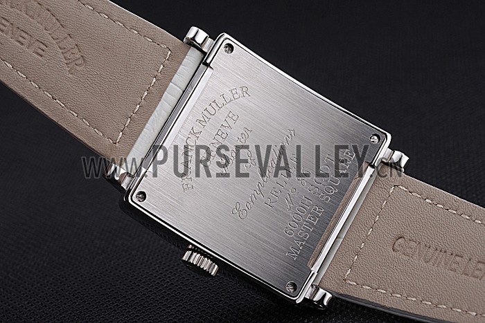 Franck Muller Master Square Color Dreams Diamonds Case White Leather Band 622356