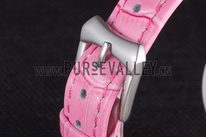 Chopard Luxury Silver Bezel with White Dial and Pink Leather Strap 621543