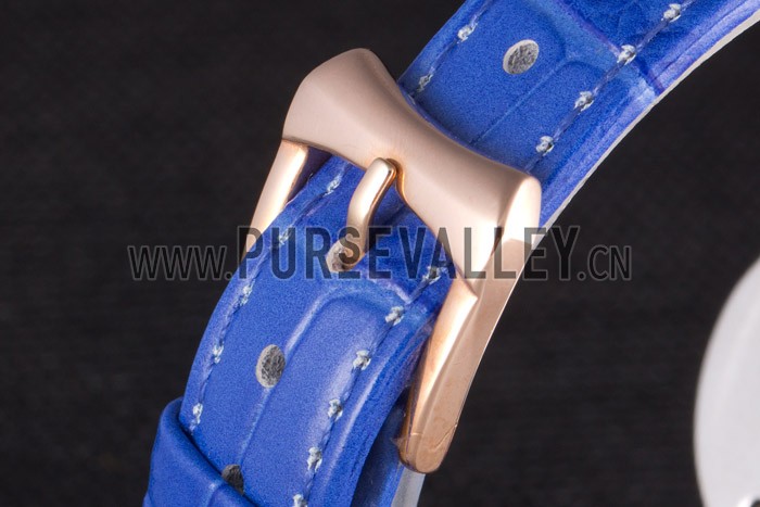 Chopard Luxury Gold Bezel with White Dial and Blue Leather Strap 621544