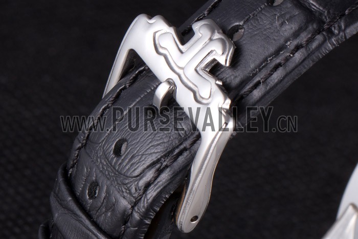 Jaeger Lecoultre Master Silver Bezel Black Leather Band 621615