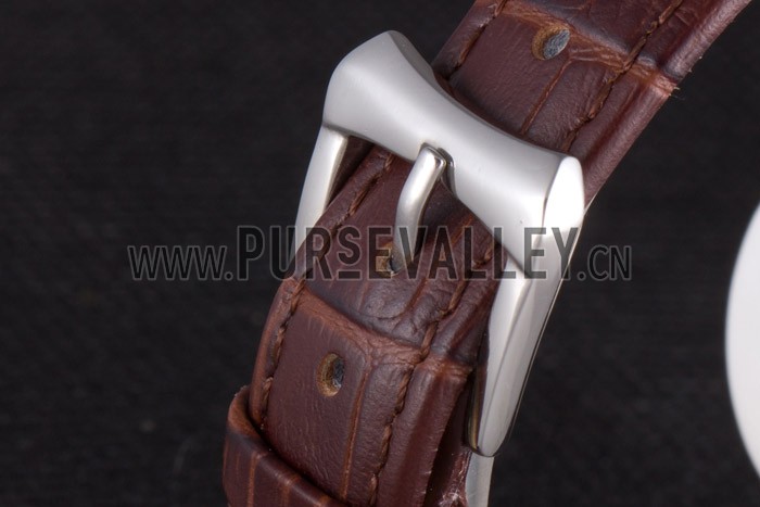 Chopard Luxury Silver Bezel with White Dial and Brown Leather Strap 621546