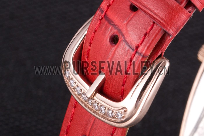 Franck Muller Casablanca Red Croco Leather Band Crystal Encrusted Bezel 621647