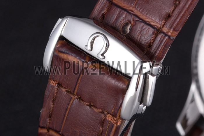 Omega DeVille Silver Bezel with Black Dial and Brown Leather Strap 621567