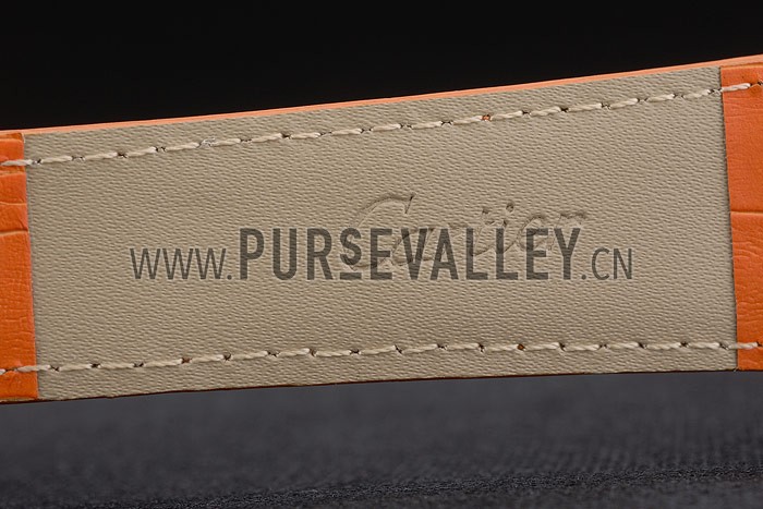 Cartier Tank Anglaise 36mm White Dial Gold Case Orange Leather Bracelet