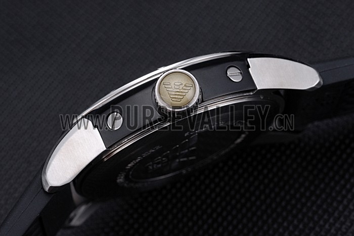 Emporio Armani Classic Black Rubber Strap White Dial
