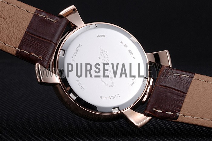 Cartier Rotonde Blue Crown Brown Leather Bracelet 621974