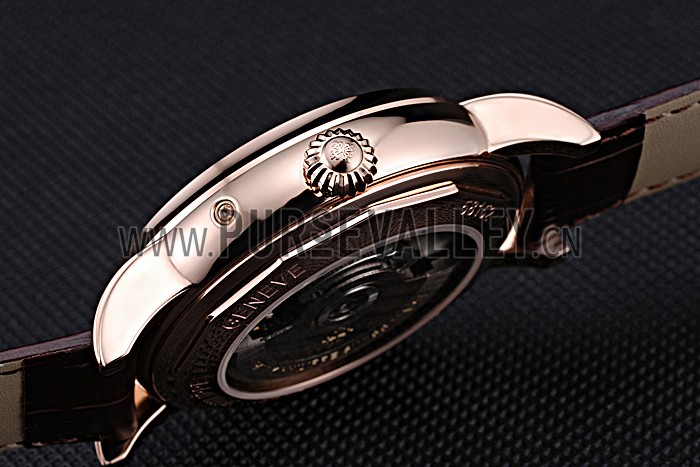 Patek Philippe Geneve Grand Complications Rose Dial Tourbillon Brown Leather Band 622158
