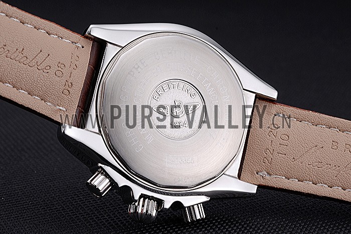 Breitling Chronomat 13 Stainless Steel Case White Dial Brown Leather Bracelet 622239