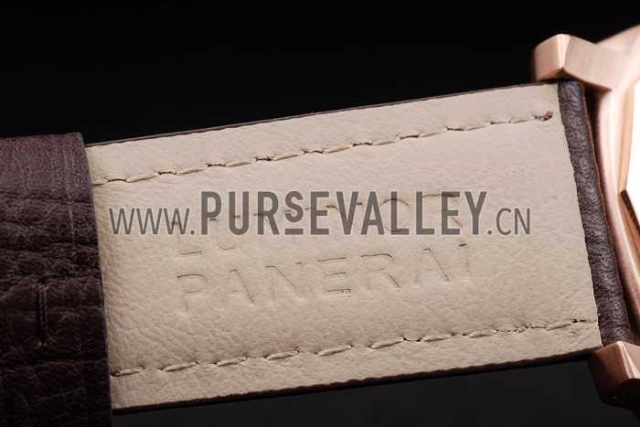 Panerai Luminor Rose Gold Case Black Dial Dark Brown Leather Strap