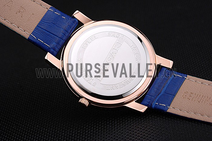 Bvlgari White Dial Diamond Case Blue Leather Bracelet 622438