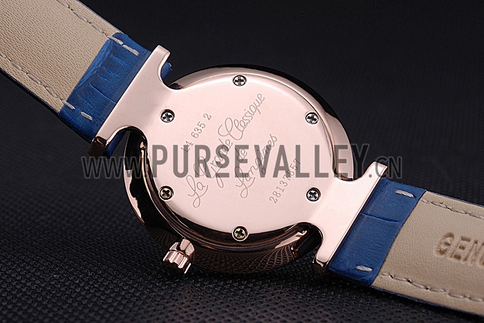 Longines La Grande Classique Blue Round Dial Diamond Case Diamond Numerals Blue Leather Band 622386