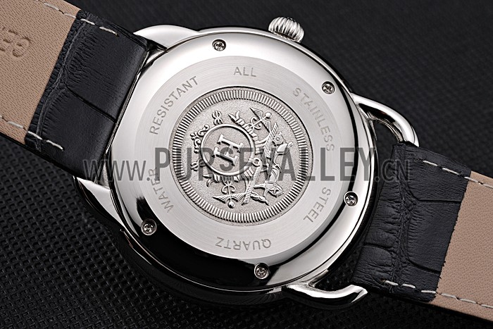 Hermes Classic Croco Leather Strap White Dial 801403