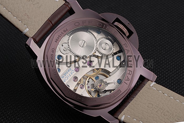 Panerai Luminor Brown Leather Strap Black Dial 80164