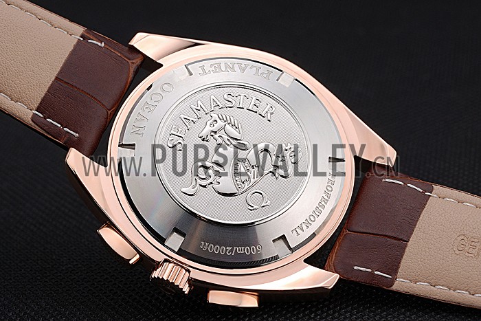 Omega Seamaster Aqua Terra Chronograph Ivory Dial Gold Case Brown Leather Bracelet 622530