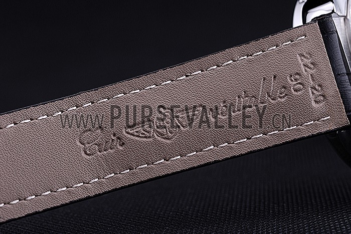 Breitling Chronomat 44 Black Dial with White Subdials Black Leather Bracelet 622511