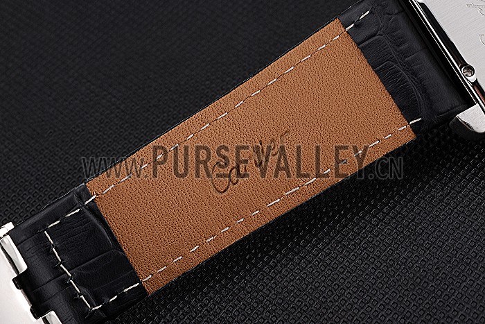 Cartier Tank MC White Dial Stainless Steel Case Black Leather Strap 622576