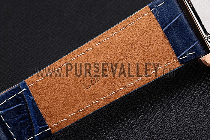 Cartier Tank MC White Dial Gold Case Blue Leather Strap 622577