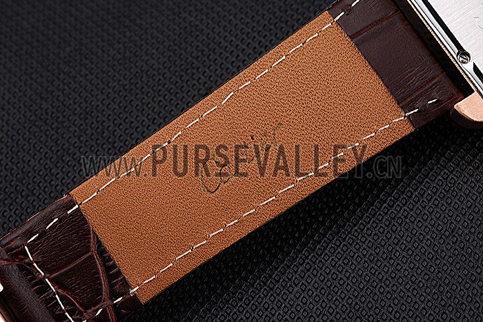 Cartier Tank MC White Dial Gold Case Brown Leather Strap 622578