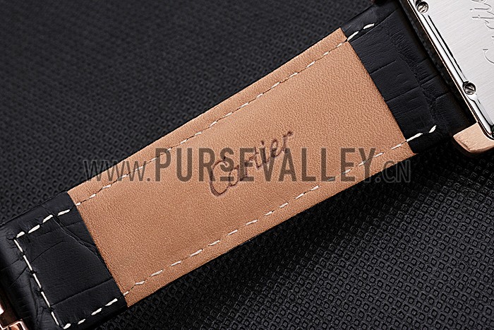 Cartier Tank MC Brown Dial Gold Case Black Leather Strap 622581