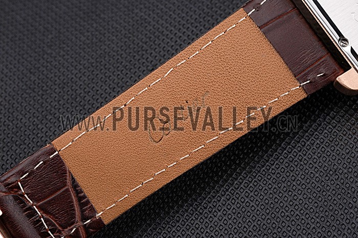 Cartier Tank MC Black Dial Gold Case Brown Leather Strap 622582