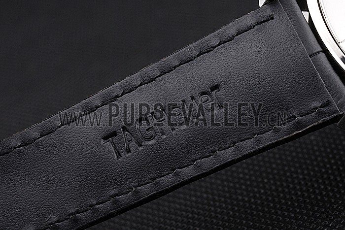 Tag Heuer Carerra Calibre 6 Black Dial Stainless Steel Bezel Black Leather Band 622162