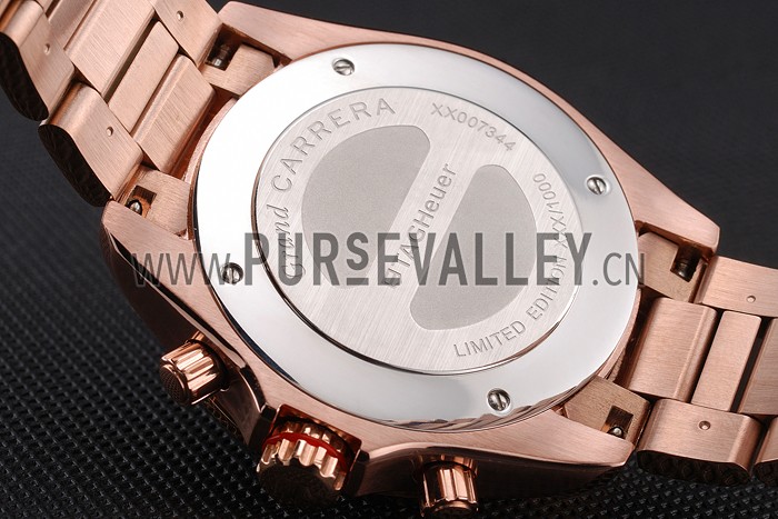 Tag Heuer Grand Carrera Rose Gold Bracelet Black Dial 801438