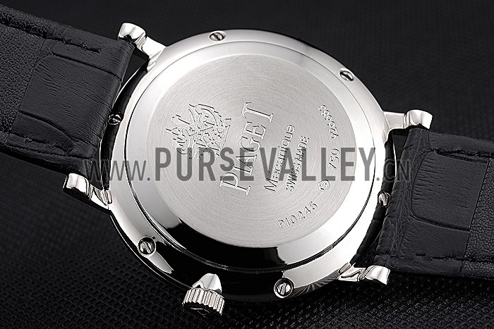 Piaget Altiplano Silver Case Black Dial Black Leather Bracelet 622629
