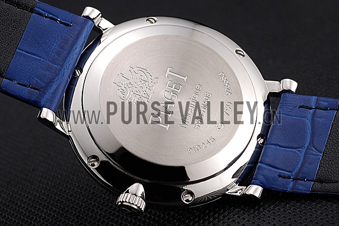 Piaget Altiplano Silver Case Blue Dial Blue Leather Bracelet 622630