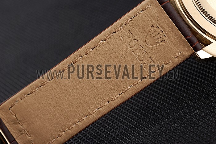 Rolex Cosmograph Daytona Gold Case White Dial Brown Leather Bracelet 622633