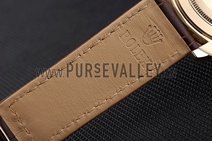 Rolex Cosmograph Daytona Gold Case Black Subdials Brown Leather Bracelet 622634