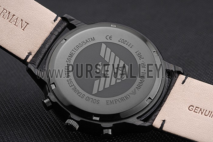 Emporio Armani Classic Chronograph Black Dial Black Leather Bracelet 622340