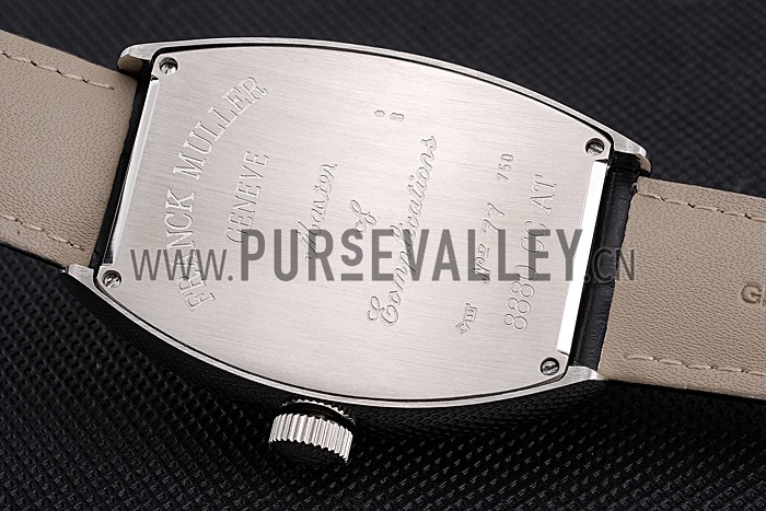 Franck Muller Casablanca Black Croco Leather Strap White Dial 80280