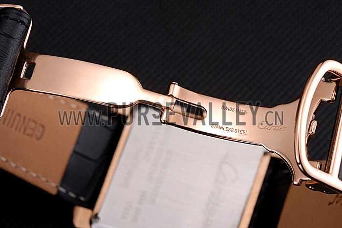 Cartier Tank MC Black Dial Gold Case Black Leather Bracelet 622694